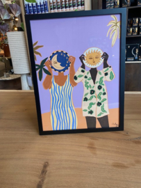 Art print "Sun & Moon" incl. lijst zwart 30x40