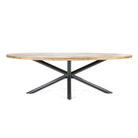 Eettafel Oscar mango ovaal met kruispoot 240x110 cm