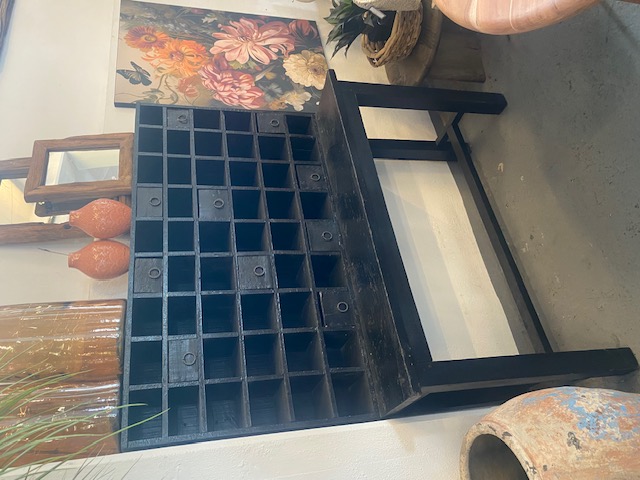 Vakkenkast Dressoir / Buro oud teak zwart