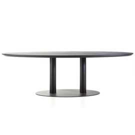 Eettafel ovaal 300x120 cm zwart, Eiken