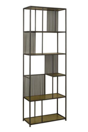 Open vakkenkast  brass-zwart metaal 76x31x195 cm