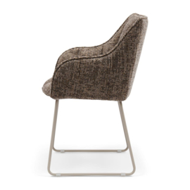 Eetkamerstoel met arml. High Line tweed bruin