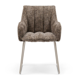 Eetkamerstoel met arml. High Line tweed bruin