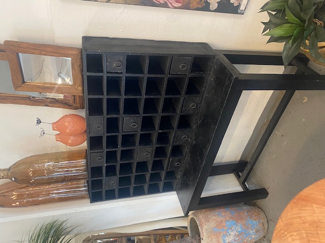 Vakkenkast Dressoir / Buro oud teak zwart