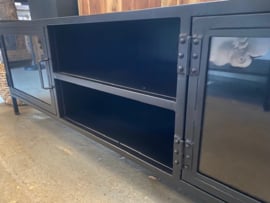 TV kast industrieel 210 cm zwart