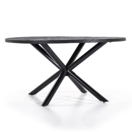 Eettafel rond met kruispoot 150x150 - zwart -
