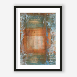 Art print "Blue Ocker Abstract 1" incl. lijst