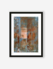 Art print "Blue Ocker Abstract 2" incl. lijst