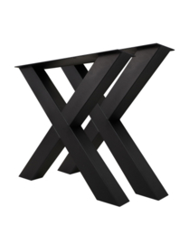 Tafelpoten - X-model - 78x72 cm - gepoedercoat zwart metaal - set van 2