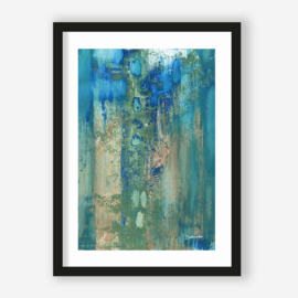 Art print "Blue Green Abstract" incl. lijst