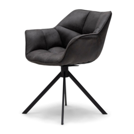 Eetkamerstoel met arml.  Carnaby DAC Turn Leg Pel Espresso -