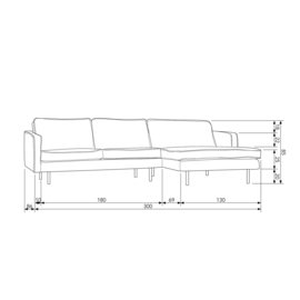 Chaise longue rechts Rodeo Boucle Naturel