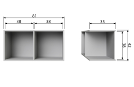 Stapelkast Lower case 2 vakken betongrijs