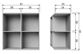 Stapelkast Lower case 4 vakken betongrijs