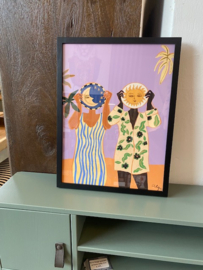 Art print "Sun & Moon" incl. lijst zwart 30x40
