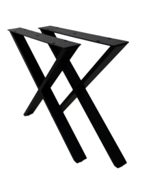 Tafelpoten - X-model - 70x71 cm - gepoedercoat zwart metaal - set van 2