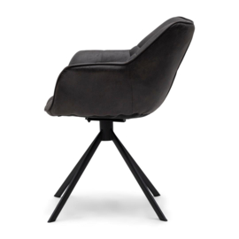 Eetkamerstoel met arml.  Carnaby DAC Turn Leg Pel Espresso -