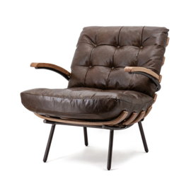 Fauteuil Bastiaan donkerbruin java leder