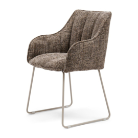 Eetkamerstoel met arml. High Line tweed bruin