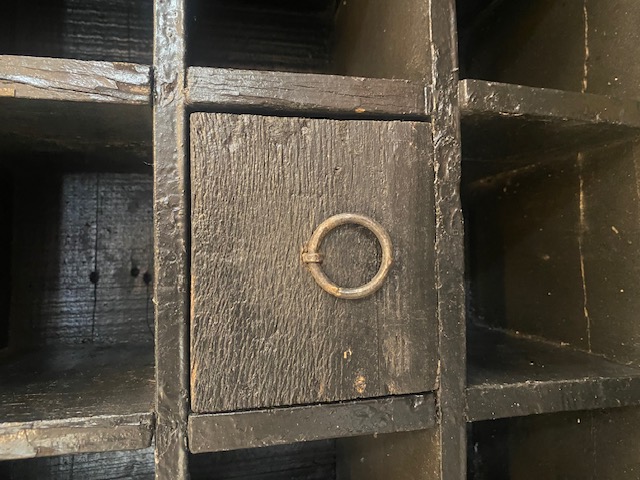 Vakkenkast Dressoir / Buro oud teak zwart
