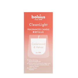 Bolsius - Clean Light Navullingen Cedarwood & Vetiver 2 stuks.