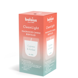 Bolsius - Clean Light Navullingen Cypress & Amber 2 stuks.