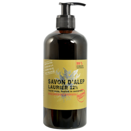 Aleppo Soap Co. - Aleppo - Vloeibare - Zeep - 12% Laurierbesolie  - Pomp - 500 ml.