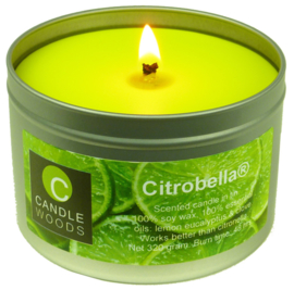 Citrobella® Grote citronella kaars in blik met vensterdeksel en katoenlont 320 g