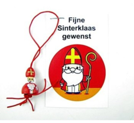 Sinterklaas kaartje - Fijne Sinterklaas Gewenst - Gelukspop - Hanger - Sint