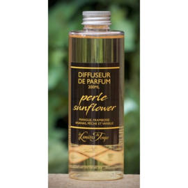 Les Lumières du Temps - Navulling  Huisparfum  Perle  Sunflower - Inclusief Zwarte Geurstokjes - 200 ml.