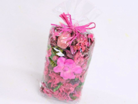 Potpourri - Gemengd  Roze  Geurvrij met  Bloem en Strik - 100 gram.