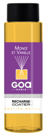 GOA  - Navulling  Huisparfum Monoi et Vanille Bloemen Geur - Inclusief Geurstokjes - 250 ml.