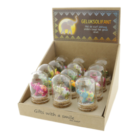 Stolpje Olifant “Geluksolifant” (6×4,5cm) diverse kleuren.