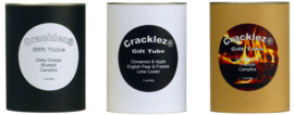 Cracklez® Geschenkset bruin met 3 knetter ongeparfumeerde houtlont kaarsen naar keuze