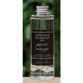 Les Lumières du Temps - Navulling  Huisparfum Perle Nuage  - Inclusief Zwarte Geurstokjes - 200 ml.