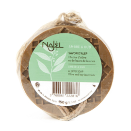 Najel - Aleppo Zeep  Amber aan koord - Aroma  Geur - Kruidenzeep - 150 gram.