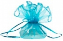 Organza - Buidelzakje - Treklint  Turquoise Blauw Kraamcadeau  Trouwdag - 10 stuks