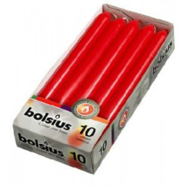 Bolsius Dinerkaars 230/20 doos 10 stuks Rood