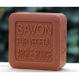 La Savonnerie de Nyons - Vierkant - Blikje - Zeep - Rode Klei - 100% Natuurlijk -100 gram.