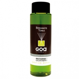 GOA - Navulling  Huisparfum Bergamote Tonka  Geur - Inclusief Geurstokjes -250 ml.