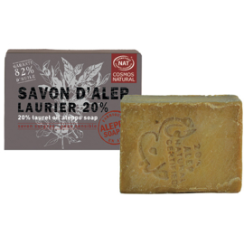 Aleppo Soap Co. - 	Aleppo zeep cosmos natural 20% laurier 190 gram.