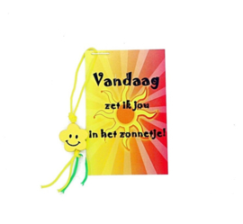 Kaartje - Vandaag zet ik jou in het zonnetje - Kado Idee - Hangertje Zon