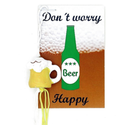 Kaartje - Don't worry Be(er) Happy - Geen Zorgen Blij - Hangertje Bier
