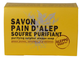 Aleppo Soap  Co - Aleppo  Zeep  Zwavelbloem in Doosje   Puistjes - 150 gram.
