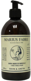 Marius Fabre - Zeep - Tijm - Dille - Pomp - 100% Natuurlijk - Marseille - 500 ml.