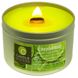 Citrobella® Citronella kaars in blik met vensterdeksel en houtlont 180 g