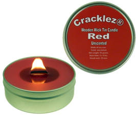 Cracklez® Knetter Houten Lont Kaars in blik Red. Geurloos. Rood.