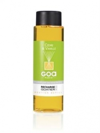 GOA - Navulling  Huisparfum Cèdre Vanille  Ceder Vanille  Geur - Inclusief Geurstokjes - 250 ml.