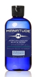 Manatude - Afrikaanse Zwarte Zeep - TeaTree - Douche - Scheer - Shampoo 100 ml.