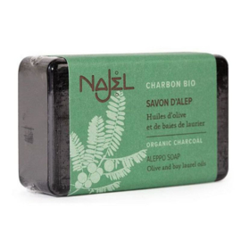 Najel - Aleppo Biologische Olijfzeep met Charcoal  Houtskool - 100 gram.